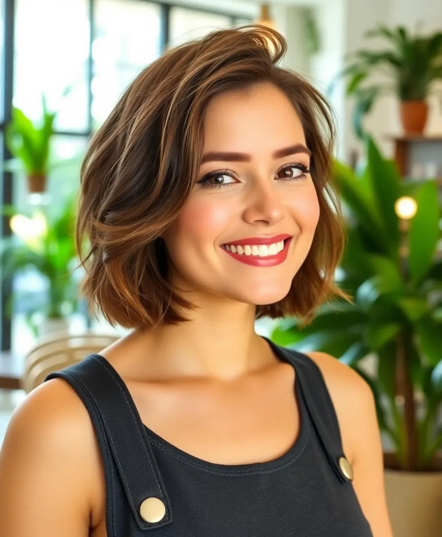 22 Trendy Layered Haircuts with Bangs That Will Be Everywhere! - 3. Textured Bob with Side-Swept Bangs