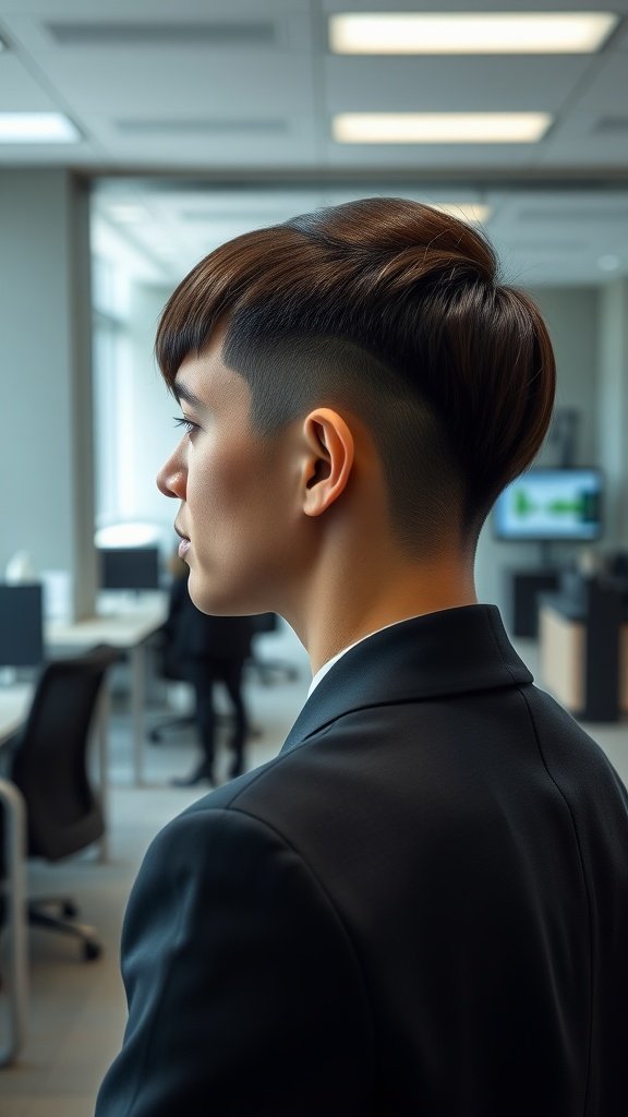 A person with sleek straight hair in a professional setting, showcasing sophistication.