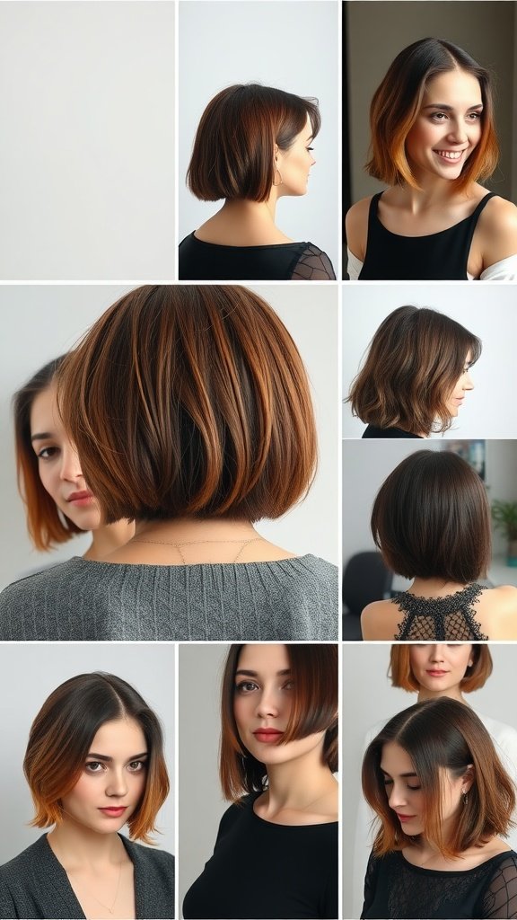 Collage of women with shoulder length haircuts in various styles and angles