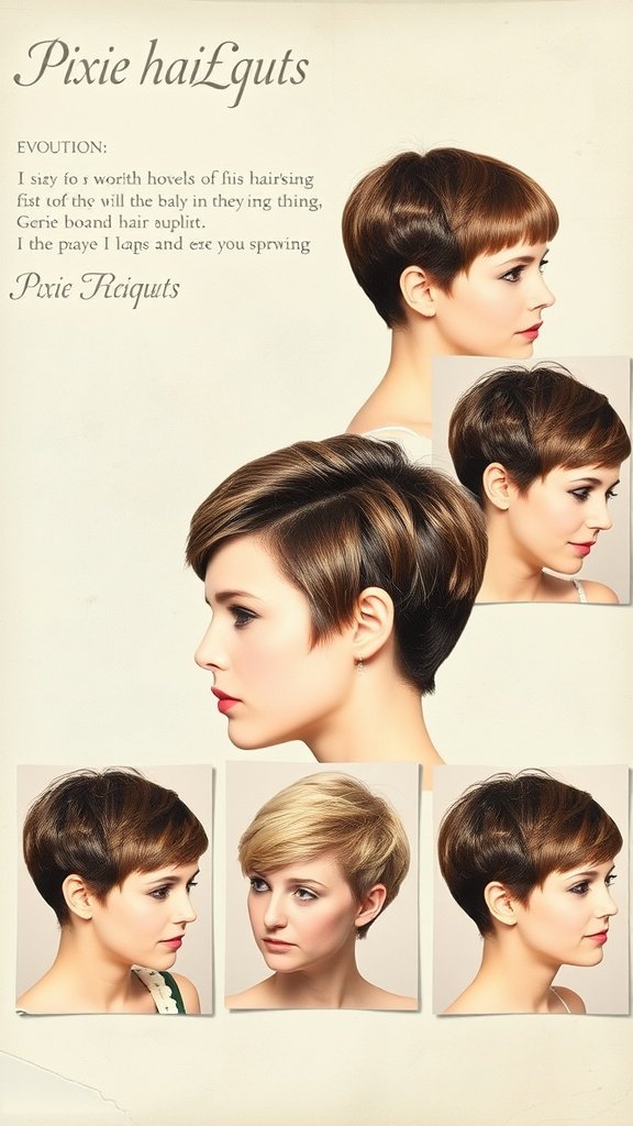 Collage showcasing different styles of pixie haircuts