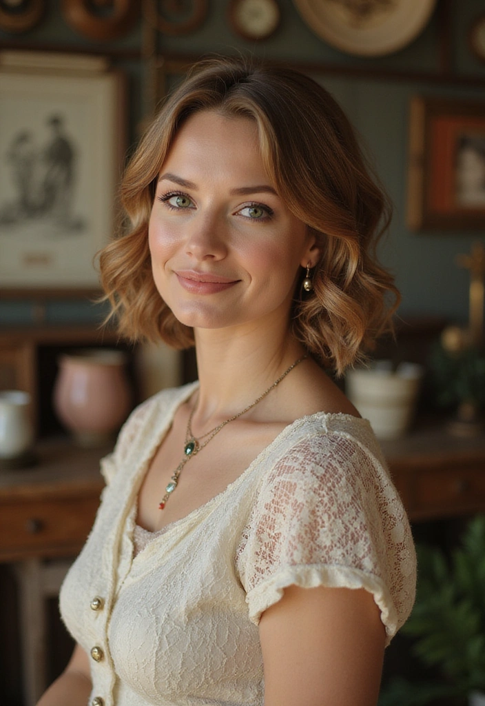 21 Stunning Shoulder Length Hair with Layers That Will Transform Your Look (You Won't Believe #12!) - 13. Vintage-Inspired Layers