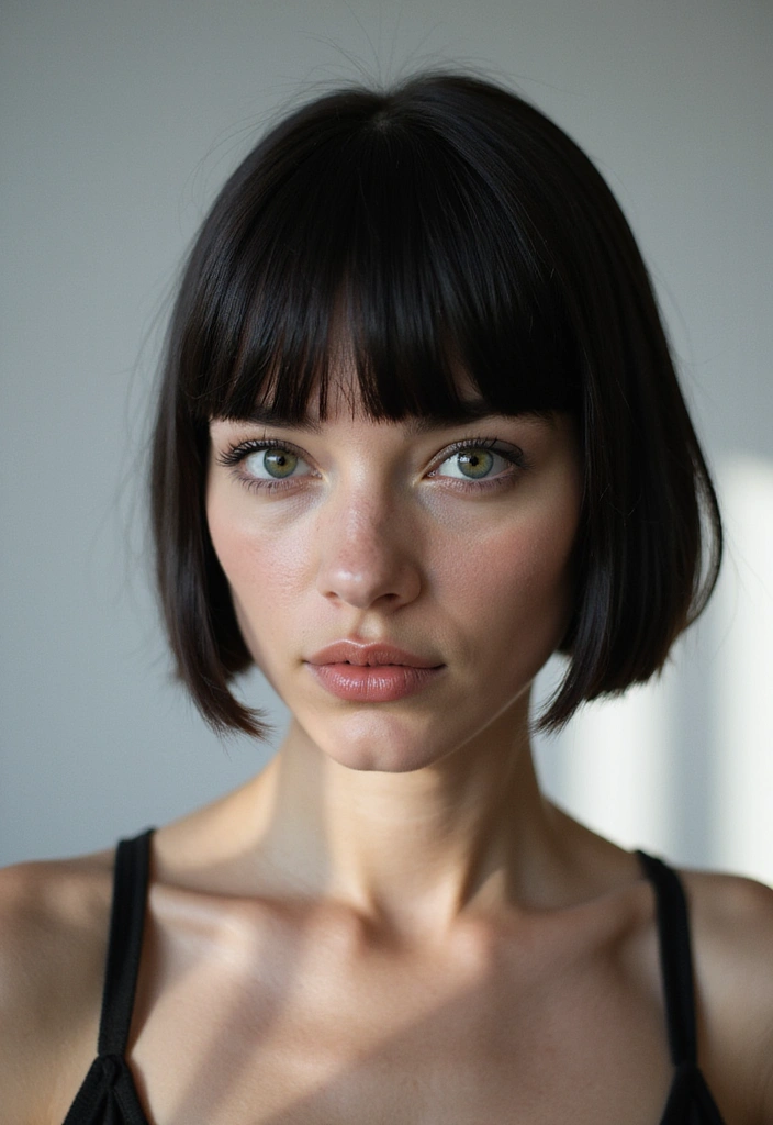 21 Mid Length Haircuts That Will Make You Want to Chop It All Off Right Now! - 3. Blunt Cut with Bangs