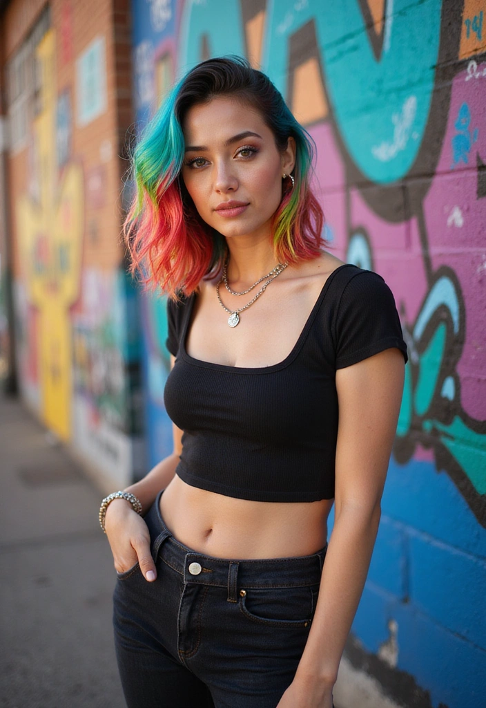 21 Stunning Shoulder Length Hair with Layers That Will Transform Your Look (You Won't Believe #12!) - 20. Colorful Layered Highlights