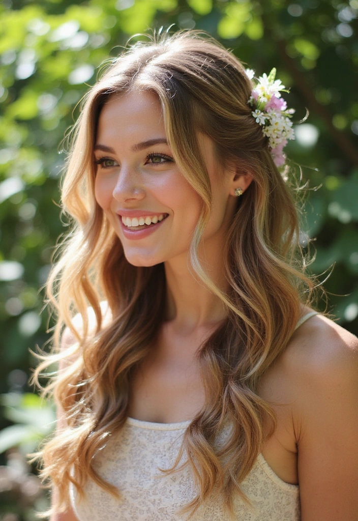 21 Mid Length Haircuts That Will Make You Want to Chop It All Off Right Now! - 13. The Half-Up Half-Down Style